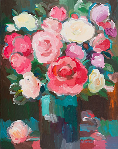 Rose Garden White Modern Wood Framed Art Print with Double Matting by Khorasani, Hooshang