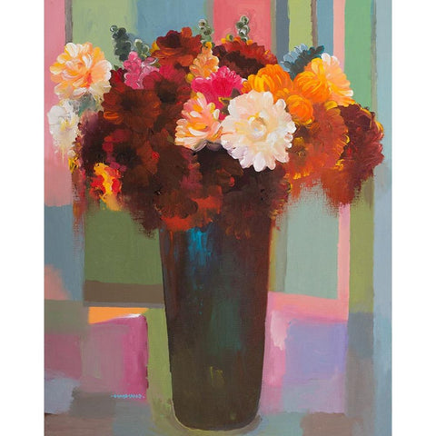 Bouquet of Many Colors White Modern Wood Framed Art Print by Khorasani, Hooshang