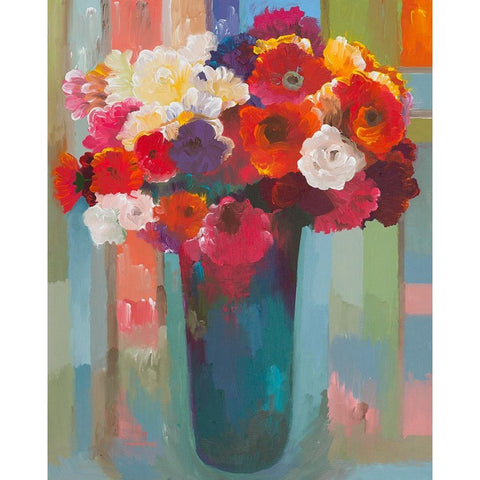 Bright Bouquet White Modern Wood Framed Art Print by Khorasani, Hooshang