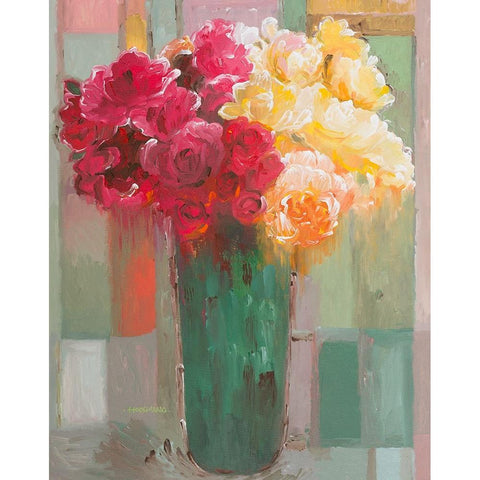 Poetic Bouquet Black Modern Wood Framed Art Print with Double Matting by Khorasani, Hooshang