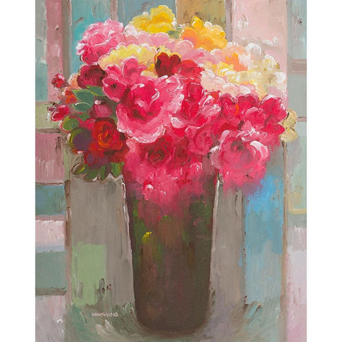 Bouquet of Roses Black Modern Wood Framed Art Print with Double Matting by Khorasani, Hooshang