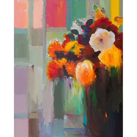 Asymmetrical Bouquet White Modern Wood Framed Art Print by Khorasani, Hooshang