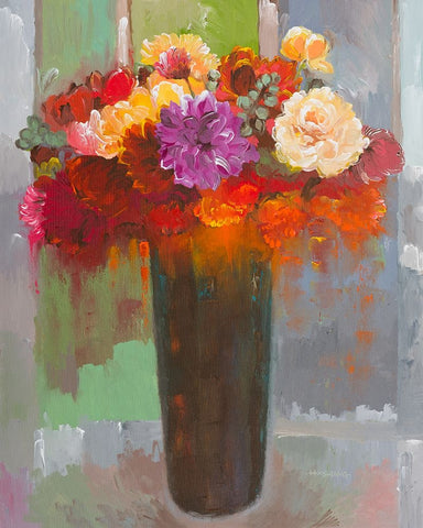 Touch of Fuscia White Modern Wood Framed Art Print with Double Matting by Khorasani, Hooshang