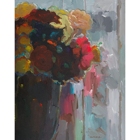 Asymmetrical Bouquet II Black Modern Wood Framed Art Print with Double Matting by Khorasani, Hooshang