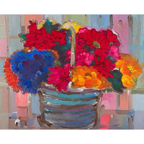 Basket of Flowers II Gold Ornate Wood Framed Art Print with Double Matting by Khorasani, Hooshang