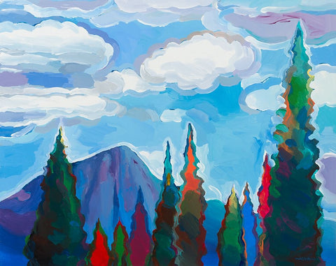 Color and Clouds #5 White Modern Wood Framed Art Print with Double Matting by Khorasani, Hooshang