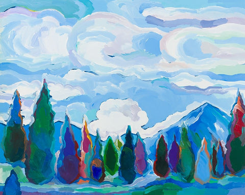 Color and Clouds #4 Black Ornate Wood Framed Art Print with Double Matting by Khorasani, Hooshang