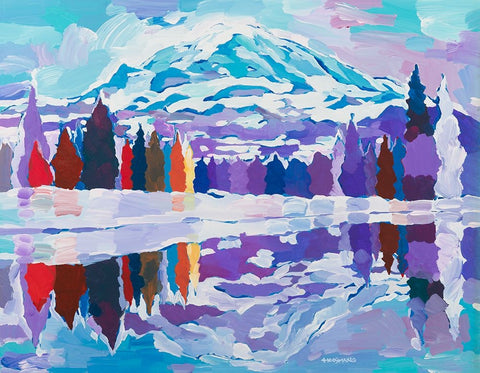 Natures Reflection White Modern Wood Framed Art Print with Double Matting by Khorasani, Hooshang