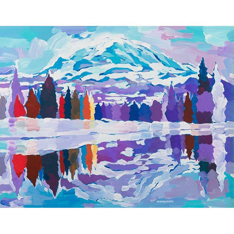 Natures Reflection White Modern Wood Framed Art Print by Khorasani, Hooshang