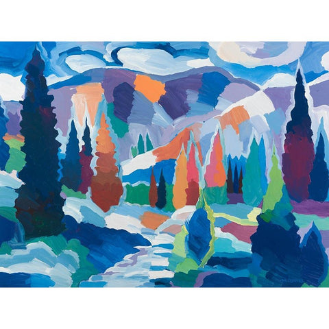 The Creek among the Colors Black Modern Wood Framed Art Print by Khorasani, Hooshang