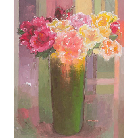 Romantic Roses Gold Ornate Wood Framed Art Print with Double Matting by Khorasani, Hooshang