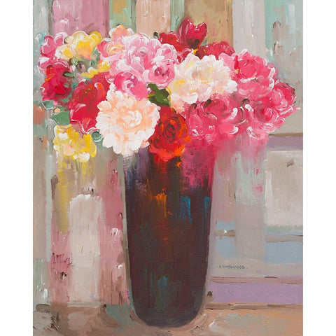 Love in Bloom Black Modern Wood Framed Art Print with Double Matting by Khorasani, Hooshang