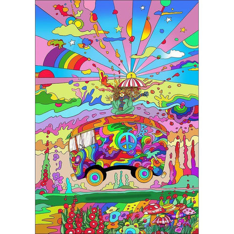 Magic Bus Black Modern Wood Framed Art Print by Green, Howie