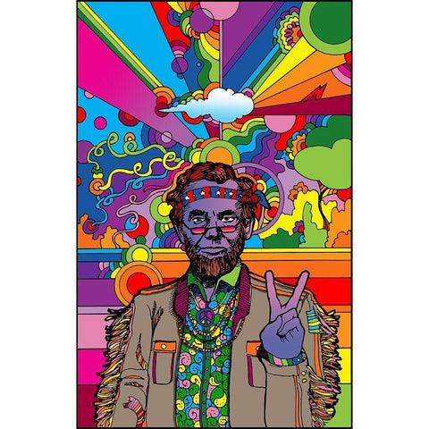 Psychedelic-Abe White Modern Wood Framed Art Print by Green, Howie