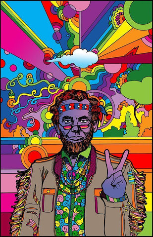 Psychedelic-Abe White Modern Wood Framed Art Print with Double Matting by Green, Howie