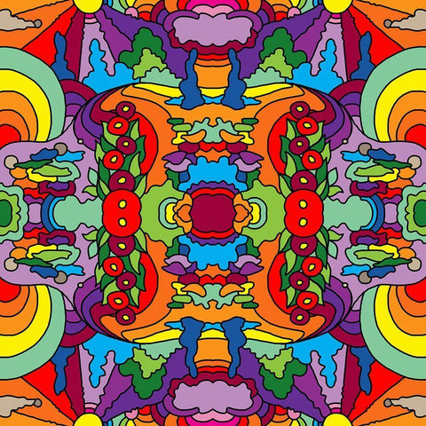 Psychadelic-landscape-1017 White Modern Wood Framed Art Print with Double Matting by Green, Howie