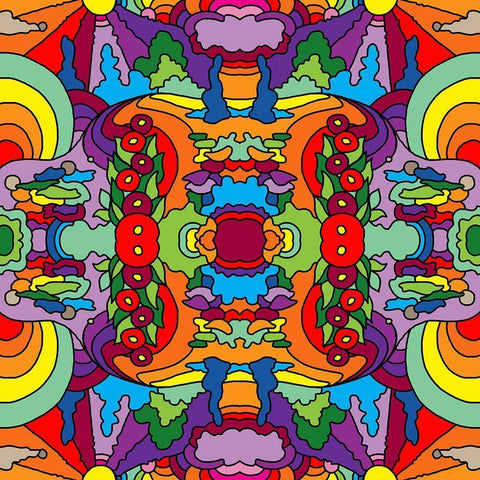 Psychadelic-landscape-1017 White Modern Wood Framed Art Print by Green, Howie