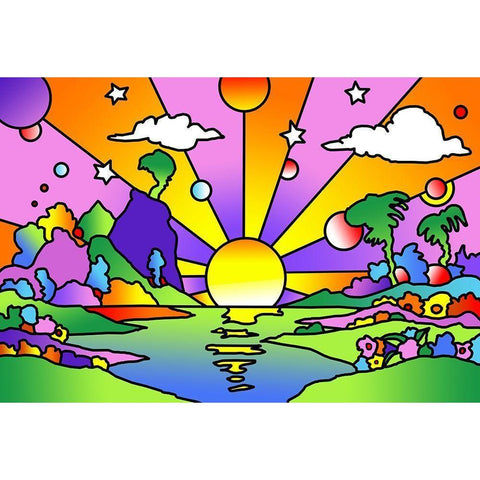 Pop Art Sunrise 1218 Gold Ornate Wood Framed Art Print with Double Matting by Green, Howie