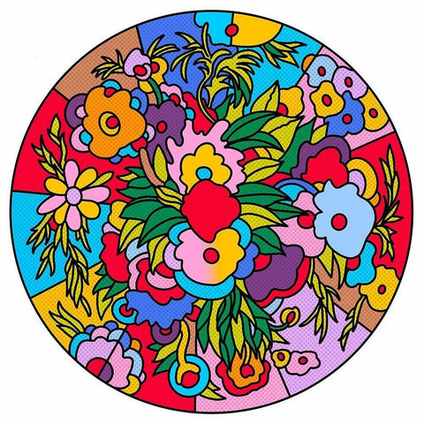Circle Flowers 6201 White Modern Wood Framed Art Print by Green, Howie