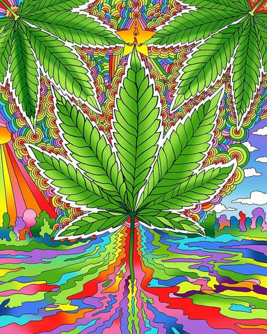 Pot Leaf 2 White Modern Wood Framed Art Print with Double Matting by Green, Howie