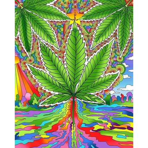 Pot Leaf 2 White Modern Wood Framed Art Print by Green, Howie