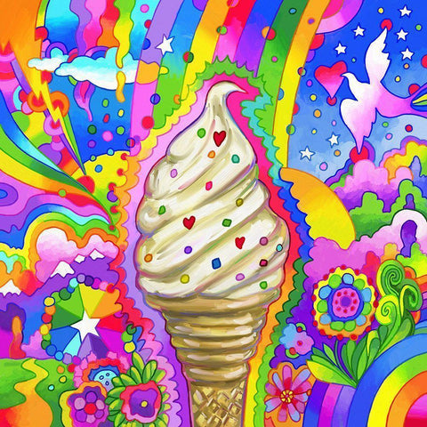 Ice Cream Cone Pop Art White Modern Wood Framed Art Print by Green, Howie