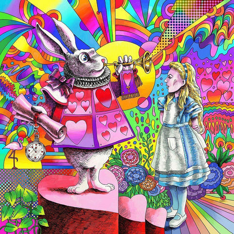 Alice and White Rabbit White Modern Wood Framed Art Print by Green, Howie