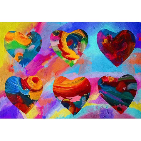 6 hearts Black Modern Wood Framed Art Print with Double Matting by Green, Howie