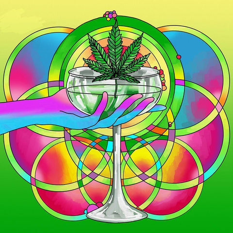 Marijuana cocktail Black Modern Wood Framed Art Print with Double Matting by Green, Howie