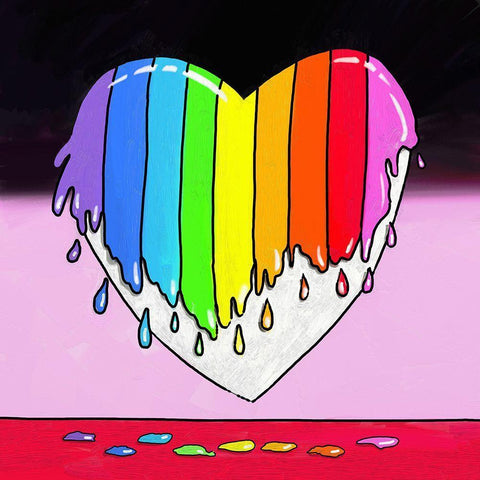 Rainbow Paint Heart 2 Black Ornate Wood Framed Art Print with Double Matting by Green, Howie