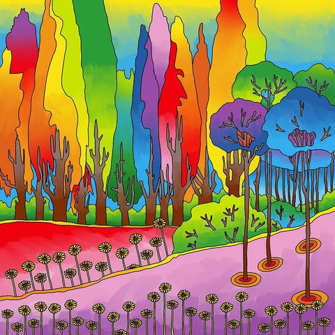 Tall Trees Black Modern Wood Framed Art Print with Double Matting by Green, Howie