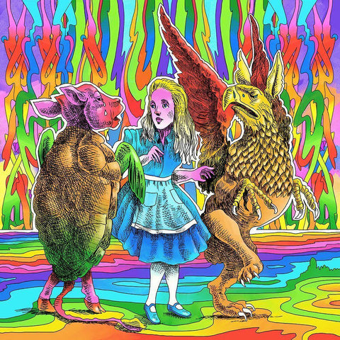 Alice-Mock-Turtle-Griffin Black Modern Wood Framed Art Print with Double Matting by Green, Howie