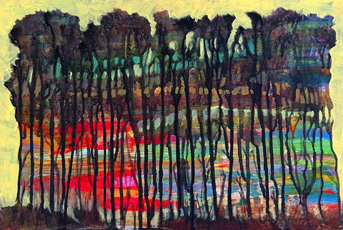 Trees-1 Black Ornate Wood Framed Art Print with Double Matting by Green, Howie