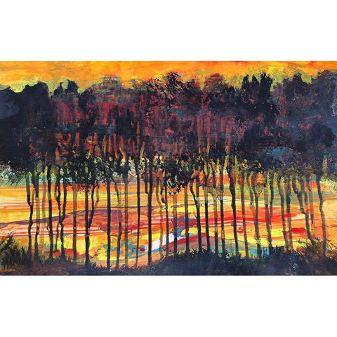 Trees-2 Black Modern Wood Framed Art Print with Double Matting by Green, Howie