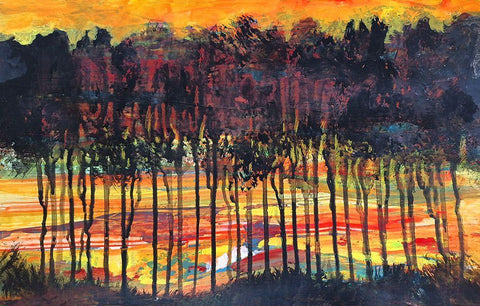 Trees-2 Black Ornate Wood Framed Art Print with Double Matting by Green, Howie