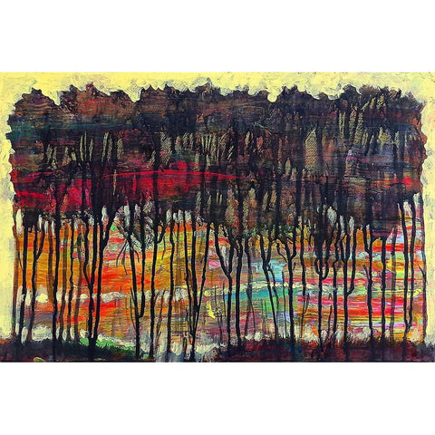 Trees-3 Black Modern Wood Framed Art Print with Double Matting by Green, Howie