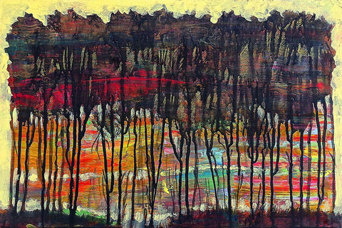 Trees-3 Black Ornate Wood Framed Art Print with Double Matting by Green, Howie