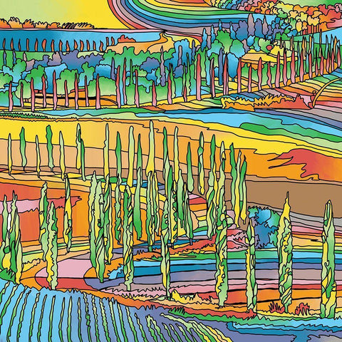 Tuscany-Trees Black Modern Wood Framed Art Print with Double Matting by Green, Howie