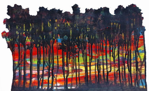 Trees 4 White Modern Wood Framed Art Print with Double Matting by Green, Howie