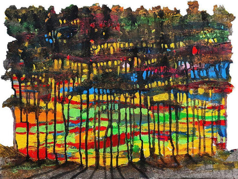 Trees 5 White Modern Wood Framed Art Print with Double Matting by Green, Howie