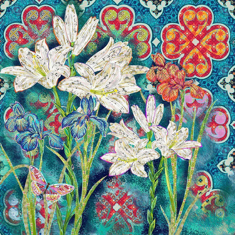 Floral 3 White Modern Wood Framed Art Print by HUE and MI and Sangita