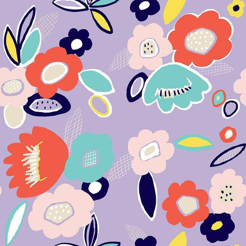 Geo Flowers White Modern Wood Framed Art Print by HUE and MI and Sangita