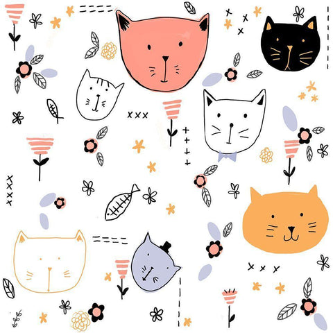 Crazy Cat White Modern Wood Framed Art Print with Double Matting by HUE and MI and Sangita