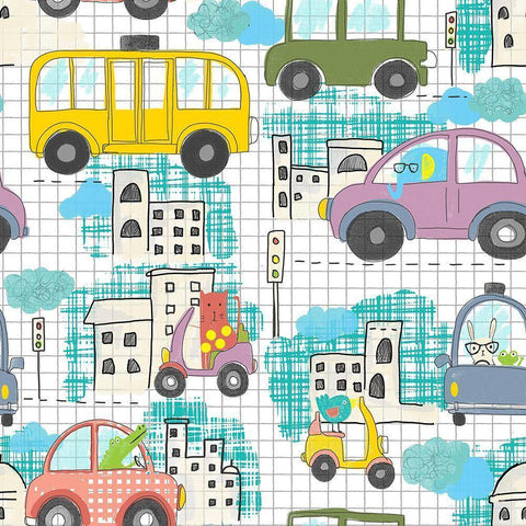 Lets Take A Drive White Modern Wood Framed Art Print by HUE and MI and Sangita