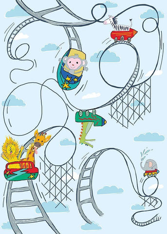 Rollar Coaster Tile White Modern Wood Framed Art Print with Double Matting by HUE and MI and Sangita