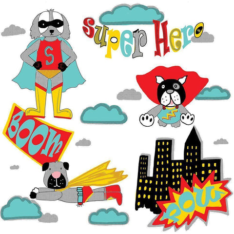 Super Dog White Modern Wood Framed Art Print by HUE and MI and Sangita