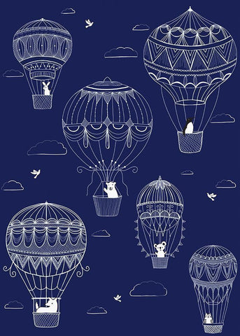 Up Up And Away White Modern Wood Framed Art Print with Double Matting by HUE and MI and Sangita