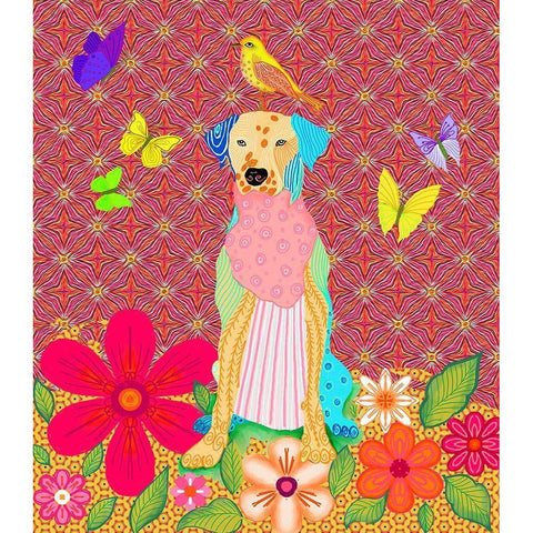 Tall dog Black Modern Wood Framed Art Print with Double Matting by HUE and MI and Sangita