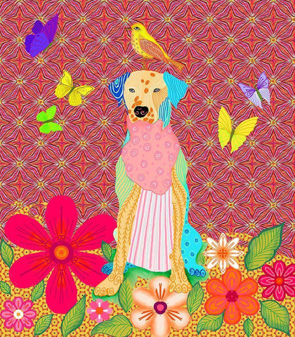 Tall dog White Modern Wood Framed Art Print with Double Matting by HUE and MI and Sangita