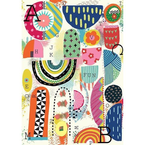 Fun With Letters White Modern Wood Framed Art Print by HUE and MI and Sangita